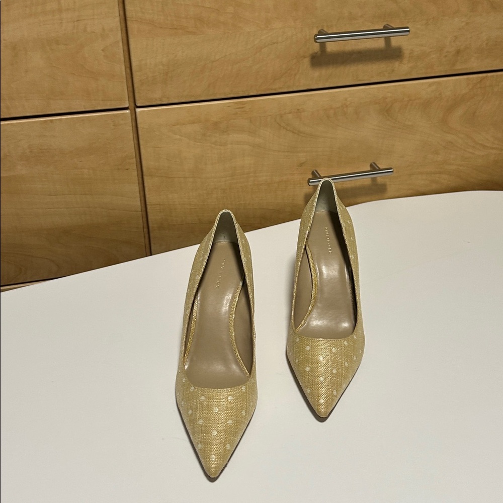 Ann Taylor Beige Polka Dot Heels